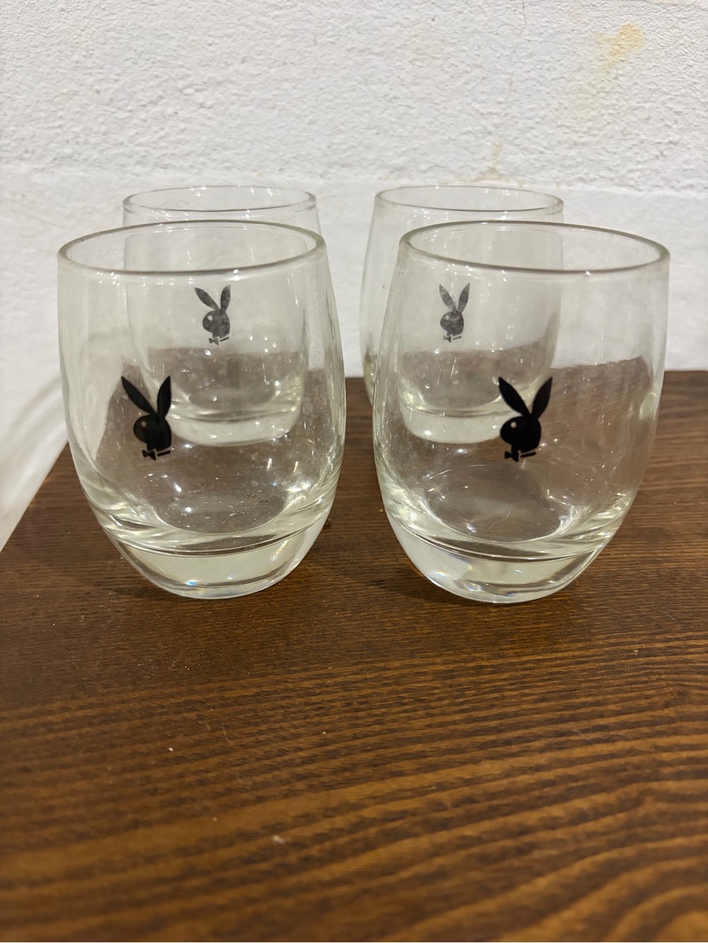 Vintage Mid-Century Playboy Bunny whisky cocktail glasses